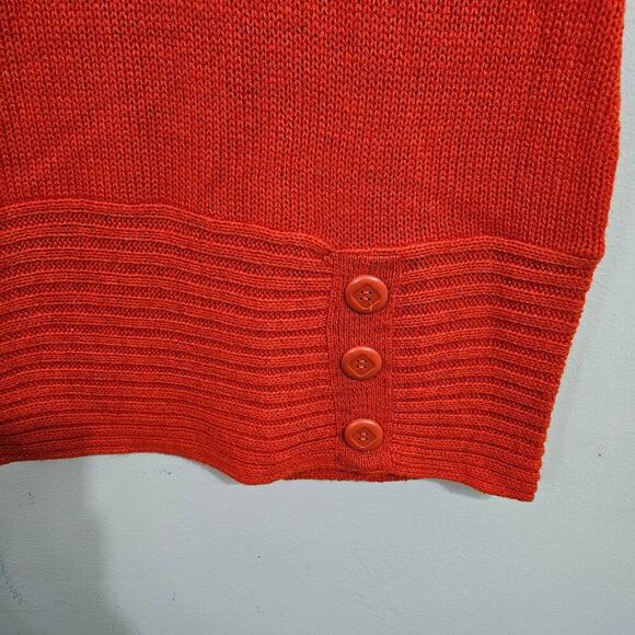 Y2K Orange Short Sleeve V-Neck Sweater Tunic Dress Size XL - Picture 3 of 5